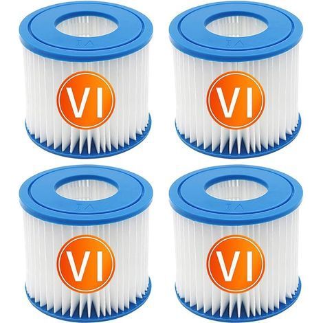 4pcs Filtres de Cartouche de Spa pour Best-Way, Cartouche de Filtre de Rechange Taille VI Compatible avec Lay-Z-Spa, Miami, Vegas, Palm Springs, Paris Monaco (1/5)