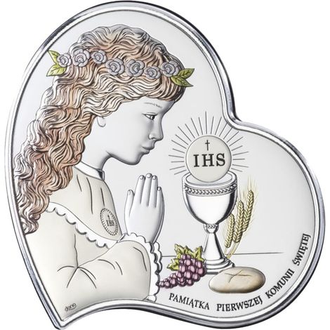 Cuadro de plata para niña como recuerdo de su Primera Comunión DS03-CA 7,5 x 7,5 cm (1/5)