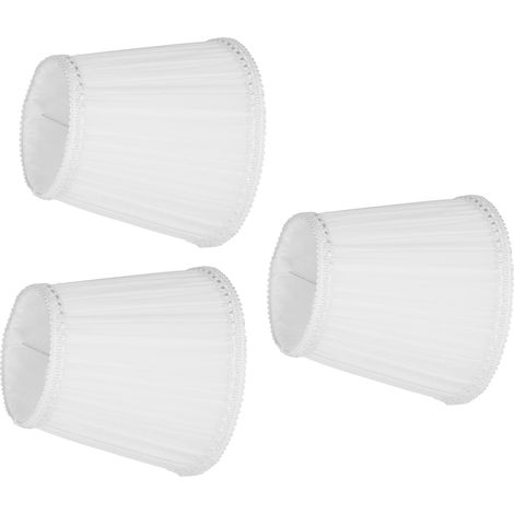 Lot de 3 abat-jour en tissu à clipser E14, style moderne, pour lampe de table, bougie ou lustre (blanc) (1/5)
