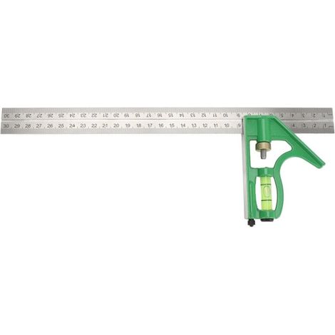 300mm Règle de Carré Multifonctionnel de Combinaison, Outils de Mesure de Règle d'Angle Carré de 45/90 Degrés avec le Niveau à Bulle (1/4)