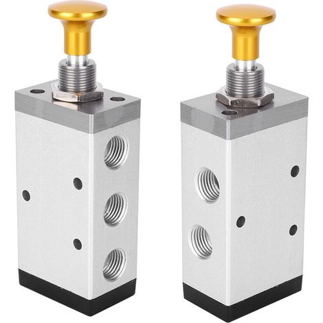 Vanne manuelle à deux positions et cinq voies, à bouton-poussoir, en alliage d'aluminium G1/4 pouce G3/8 pouce (4R310-10) (1/5)