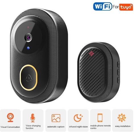 Zuverlässige 2,4-GHz-WLAN-Videotürklingel mit Freisprechfunktion und klarer Videoübertragung (schwarz)