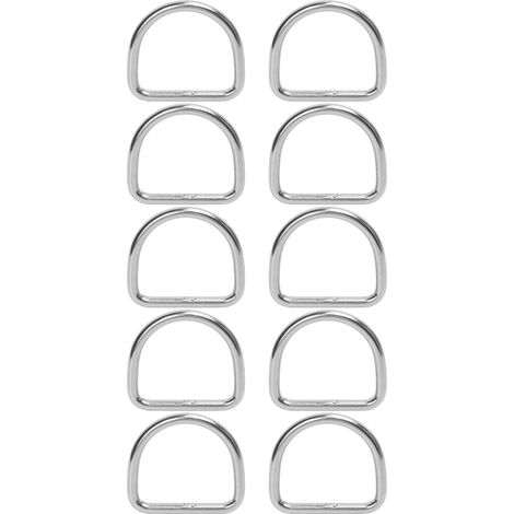 10 Pièces Anneaux D en Acier Inoxydable 316 Soudés sans Soudure Accessoires Planche de Surf Kayak Boucle D 6mm 50x47x6mm (1/5)