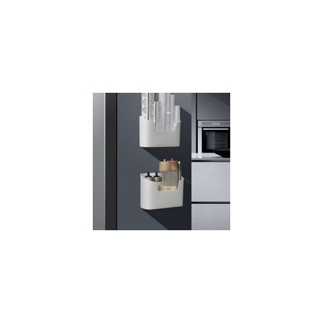 Boîte à double porte adhésive, organisateur de cuisine pour plan de travail, ABS blanc (1/5)