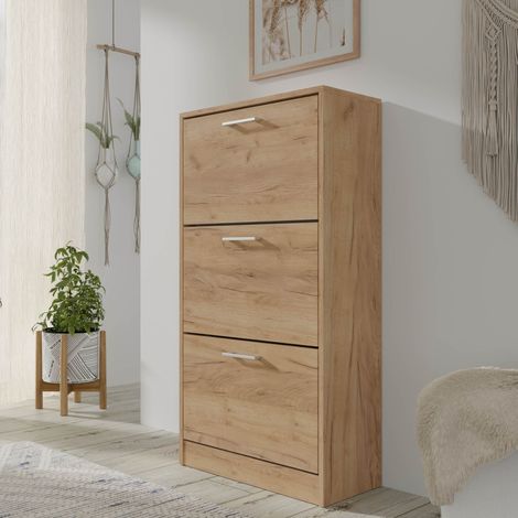 Mobiletto portascarpe ADA 3D con 3 ribalte – rovere craft dorato