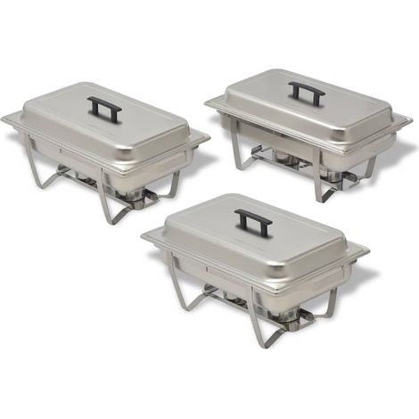 Ensemble de chauffe-plats 3 pcs Acier inoxydable