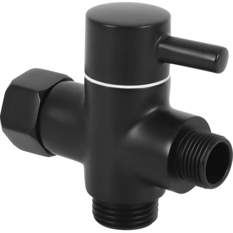 Raccord en T en laiton 3/8 pouce, vanne de dérivation à 3 voies pour pulvérisateurs de bidet (noir) (1/5)