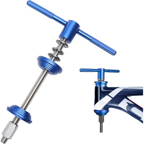 Fahrradwerkzeug – 1-teilig – Aluminium und Stahl – Werkzeug zum Ausbau von Steuersatz und Kurbelgarnitur – Werkstatt – Blau (1/5)