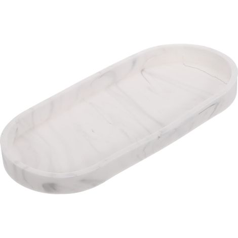 1 Plateau De Salle De Bain, Silicone, Marbre Blanc, Bords Relevés, Organisateur Lavabo Cuisine (1/5)