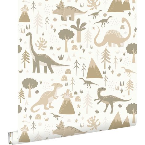 papier peint dinosaures beige et taupe  - ESTAhome (1/5)