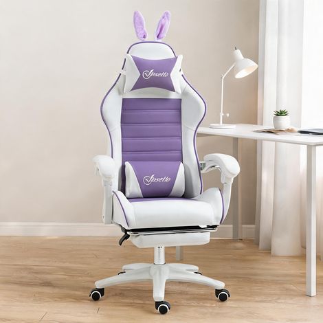 Chaise de bureau violett en similicuir mousse 65 x 63 x 142 cm (1/5)