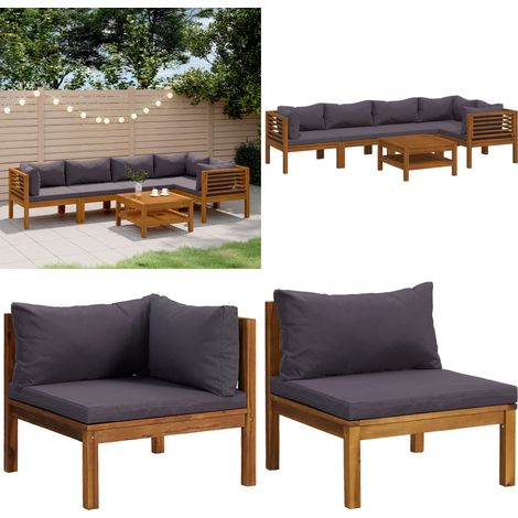 6-tlg. Garten-Lounge-Set mit Auflage Massivholz Akazie - Garten-Lounge-Set - Garten-Lounge-Sets - Home & Living
