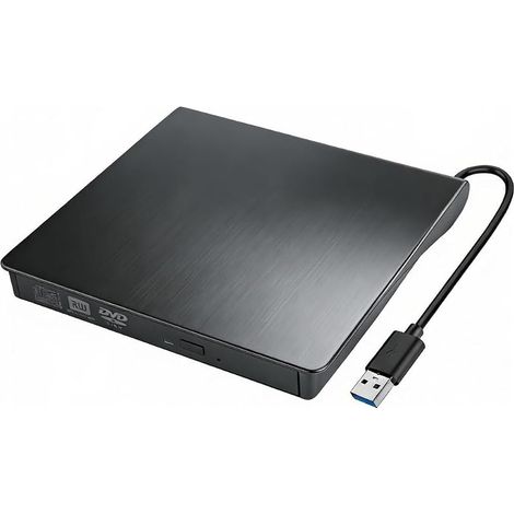 Lecteur CD/DVD Externe pour PC, USB 3.0 Graveur Enregistreur Mince DVD Player Transmission, Rapide Câble USB Intégrée, pour Laptop/PC/Desktops/MacBook/Windows/MacOS Câble USB Intégré (1/5)