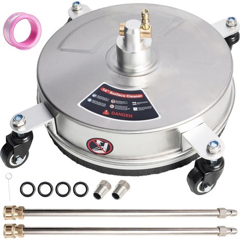 14“ Nettoyeur de Surface pour Nettoyeur Haute Pression, avec 4 Roues, 2 rallonges, pour béton, Patio, Trottoir, terrasse, allée, connecteur Rapide 1/4" (1/5)