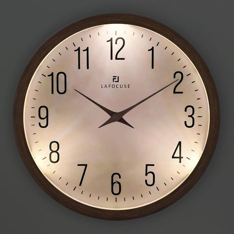 30 cm Wall Clock with Night Light, Silent Luminous Wall Clock Brown Modern Design, Easy to Read without Tic Tac Decoration for Living Room, Kitchen, Bedroom, Office (1/5)