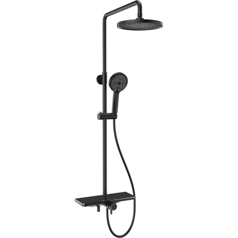 Aqualine Arona - Ensemble de douche avec mitigeur, 3 jets, noir mat SL210B (1/5)