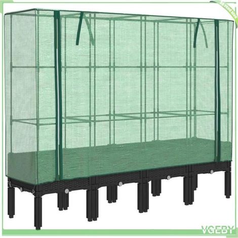 Jardinière surélevée avec housse - FAFEICY - 4015821 - 160x40x140 cm - Aspect rotin - Housse résistante à l'eau (1/5)