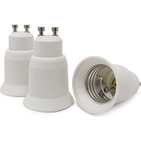 Set mit 3 Lampensockeladaptern – Weiß – GU10 auf E27 Sockel – Fassungsadapter für energiesparende LED-Halogenlampen (1/5)