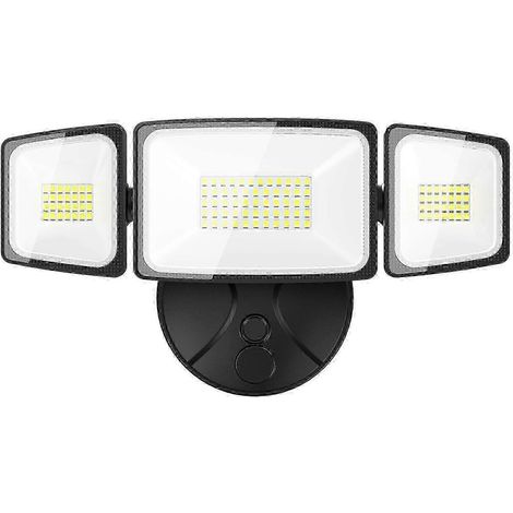 Projecteurs Onfor 60W, éclairage de sécurité lumineux de 6000 lm, commande par interrupteur, 3 têtes orientables