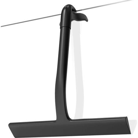 Tergivetro in silicone per porte in vetro della doccia, appendibile ovunque, con gancio per appenderlo e pulirlo facilmente (nero).