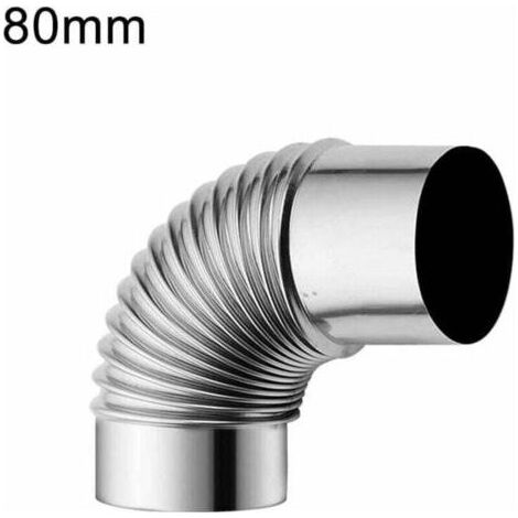 Tuyau de cheminée coudé à 90 degrés en acier inoxydable pour poêle à fumée,80mm (1/2)