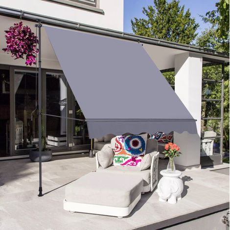 Klemmmarkise 200x150x220-310 cm dunkelgrau Aluminium Metall Polyester höhenverstellbar ohne Bohren (1/5)