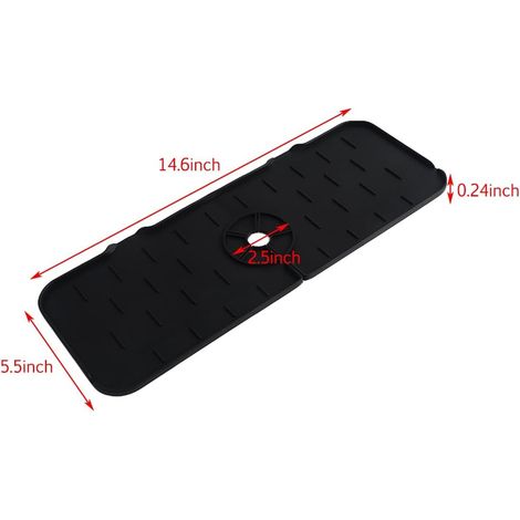Pare-éclaboussures pour robinet de cuisine - Pare-éclaboussures en silicone noir - Plaque d'égouttage pour l'arrière du robinet - Poignée de robinet - Bac de récupération-AquaForge (1/4)