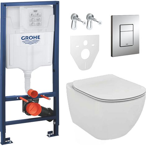 Pack WC Rapid SL – Cuvette Ideal Standard Tesi AquaBlade rimless – Plaque de commande Grohe Skate Chrome – GROHEAQUASET (1/6)