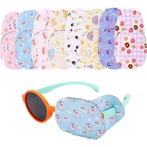 parches para el ojo izquierdo para gafas, cubiertas reutilizables con divertidos estampados de dibujos animados, protector ocular para niños, niñas y bebés, entrenamiento y corrección para el ojo vago (1/5)