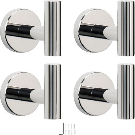 Handtuchhaken - Bademantelhaken aus Edelstahl, robuste Haken für Badezimmer, Wohnzimmer, Hotelküche, Garage, zur Wandmontage (Chrom-Finish, 4 Stück)