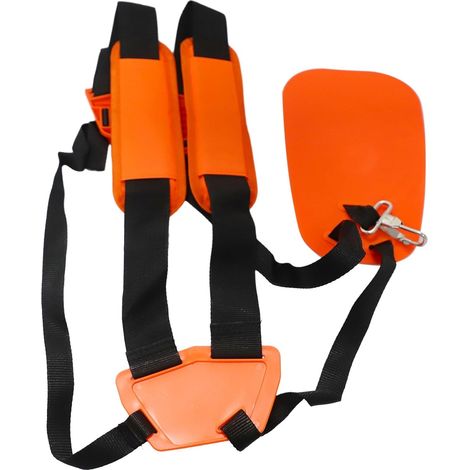 Arnés de doble correa para el hombro con hebilla de liberación rápida y diseño acolchado y cómodo para desbrozadoras, cortabordes y segadoras de martillos. (1/5)