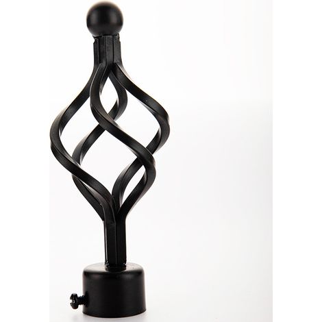 Remates decorativos de hierro forjado de 22 mm para barras de cortina, ajustables y retorcidos (juego de 2, negros) (1/5)