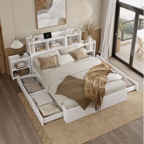 Bett Doppelbett Stauraum 140x200 mit Schubladen OKMYHOME (1/5)