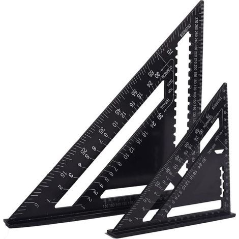 Equerre Menuisier Multifunctions 18cm et 30cm, Metal Aluminium Triangle Règle Équerre Trusquin Guide Raporteur Angle 45 90 Degres/Outillage Charpentier/Outil Traçage Guidage Menuiserie Bois (1/5)