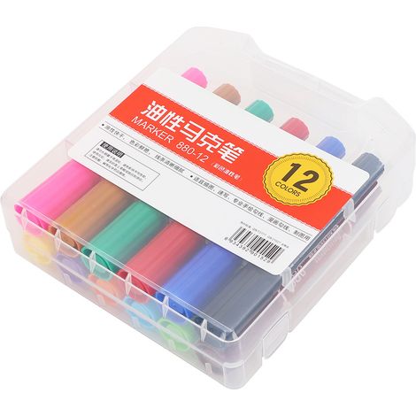 Lot de 12 stylos à double pointe pour enfants, marqueurs à huile dessin, outil de peinture artistique, crayon crochet écriture (880-12 couleurs) (1/5)