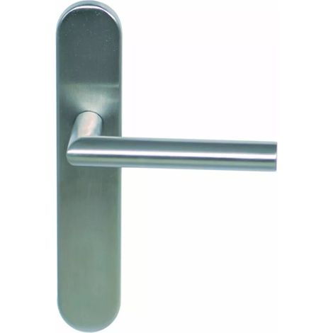 Ensemble de béquille Inox sur plaque - EUROWALE - Pomerol - Ensemble sur plaque 190 x 40 mm - EA 165 mm - Bec de cane