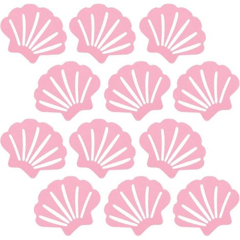 (Rose) Lot de 12 autocollants antidérapants originaux en forme de coquillage pour baignoire, douche, escaliers, échelles et bateaux (1/5)