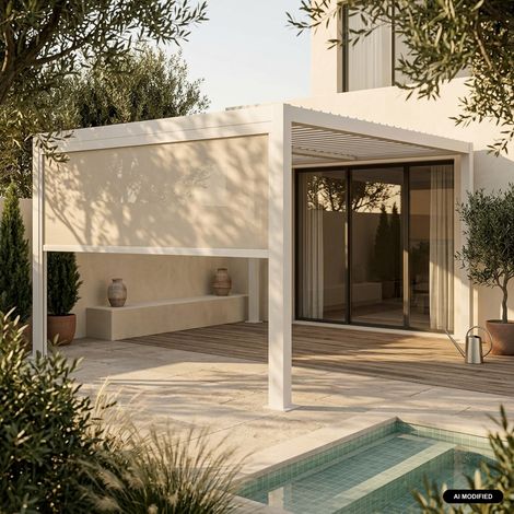 sweeek - Store latéral 3m beige pour pergola bioclimatique Palace (1/4)