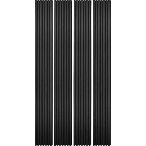 Decoon – Lot de 4 panneaux décoratifs muraux en tasseaux bois noir 250 x 30 cm – Amélioration acoustique – Finition 3D – Facile à poser