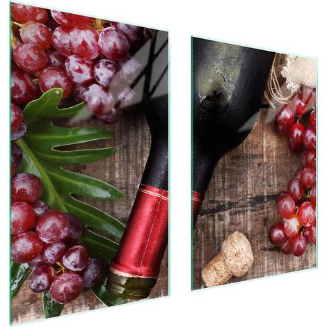 PLAQUE DE PROTECTION EN VERRE POUR CUISINE 65x52 VIN (1/5)