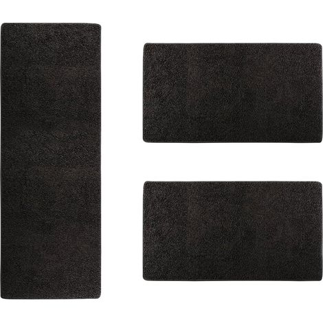 Descente de lit Barcelona Noir 1 tapis 67 x 330 cm + 2 tapis 67 x 130 cm