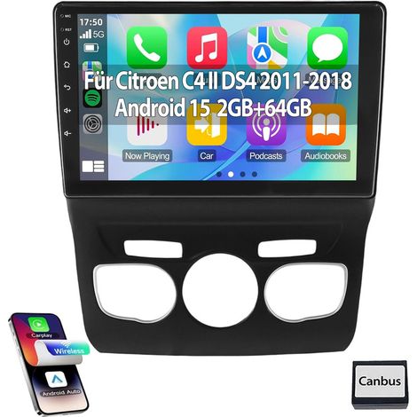 Autoradio Android 15 pouces 32/64 Go avec CarPlay, RDS, navigation GPS et Wi-Fi pour Citroën C4 II DS4 (2011-2018) - 2+64G (1/5)