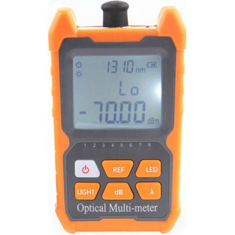 Compteur de puissance optique testeur de câble à fibre optique avec source lumineuse rouge 650nm, plage -70 à +6 dBm, longueurs d'onde 850/1310/1550 nm, rétroéclairage LED et lampe de poche, mémoire d