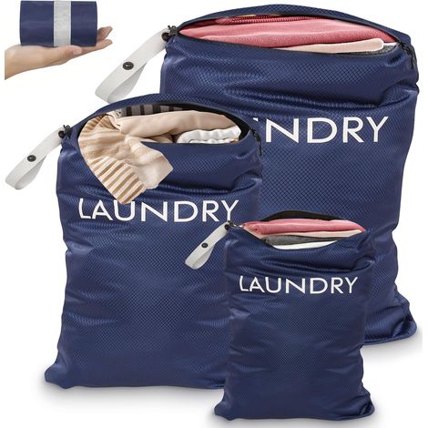 Lot de 3 Sac a Linge Sale, Pliables Sac Linge Sale Voyage Laundry Bag Wet Dry Bag pour Fitness, Natation, Camping(60×90+45×60+35×55cm) (1/5)