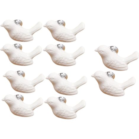 Lot de 10 poignées en céramique en forme d'oiseau, adorables poignées d'animaux de dessin animé pour tiroirs, armoires, commodes, bibliothèques (1/5)
