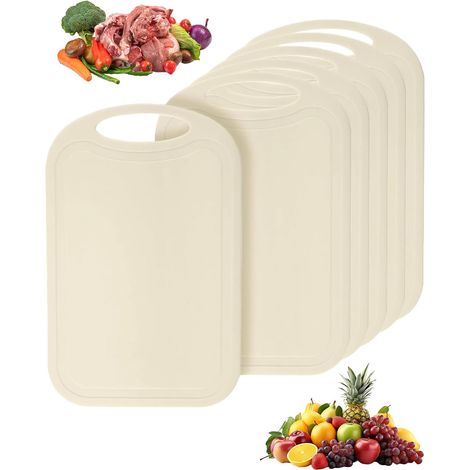 6 Pièces Planche a Decouper, Robuste, Planche a Decouper Plastique, Antidérapant, Cutting Board, Facile a Nettoyer, Adapté À La Coupe Des Fruits et Légumes (1/5)
