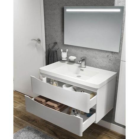 Mueble de baño 90 cm blanco brillante - Lesina (1/2)