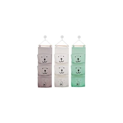 3 Pcs Rangement Suspendu, 60 x 20 cm Organisateur Mural en Tissu pour Porte, Sacs de Rangement Suspendus, Organisateur pour Salle de Bain, Chambre d'enfant, Bébé (3 Couleurs) (1/5)