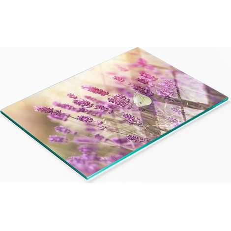 Planche décorative multifonctionnelle de cuisine en verre trempé lavande 80x52 cm (1/5)