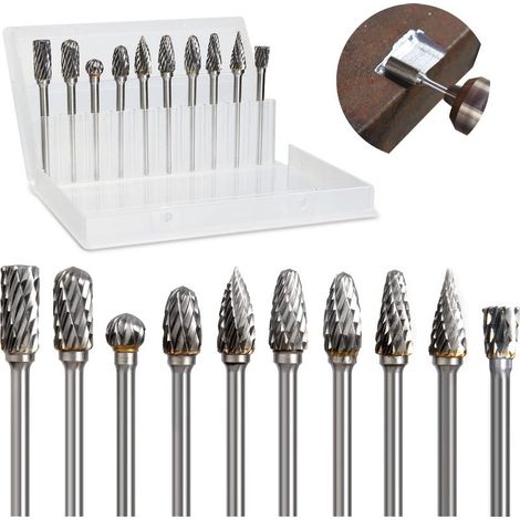 Fraises Rotatives Carbure de Tungstène Double Tranchant - Kit de Mèches 1/8”, Outils Idéaux pour Bricolage, Sculpture, Gravure et Polissage de Métaux (1/5)